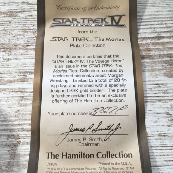 Star Trek IV Hamilton Collection Plate ~ The Voyage Home 1994 Collectors Plate - Picture 6 of 8